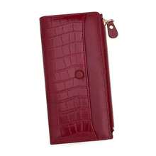 Women's Long Wallet, Crocodile Embossed Large Capacity Multifunctional Snap Button Purse, Zipper Multi-Card Slot Clutch - Multicolor - View 5