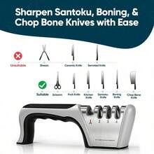 SOKANY 4-In-1 Multi-Function Knife Sharpener, 4-Slot Professional Sharpener, One-Click Repair For Knives And Scissors, Fast And Efficient, Non-Slip Base, Suitable For Ceramic Knives, Steel Knives And Scissors, Essential Kitchen Appliance - Multicolor - View 9