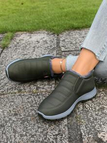 Autumn/Winter Warm Women's Shoes, Unisex Snow Boots, Slip-On Soft Sole Comfortable Casual, Size Runs Small - Army Green - View 5