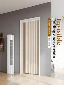 1pc Minimalist Foldable Curtain, Foldable Room Divider With Hooks And Storage Strap, All-Season Thermal Insulation, Hand Washable, No Lining Design, Suitable For Living Room, Bedroom, Bathroom, Multiple Colors And Sizes Available, Fits Various Scenes - A - View 7