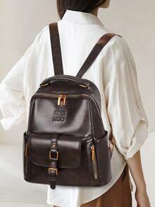 2026 Luxury Retro Style Women Backpack Fashion Brand Designer Handbag High Quality PU Leather Shoulder Bag For Ladies Daily Use - Brown - View 11