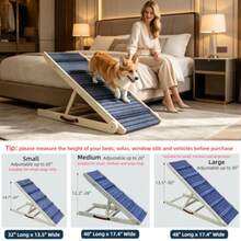Foldable Dog Ramp For High Bed, 32" L Wooden Dog Stairs, For Small And Large Dogs, High Traction Platform, 4 Adjustable Heights 14.7"-20",Supports Up To 150 Lbs, Small Size For Puppies - Natural Wood Color - View 5