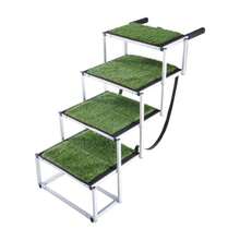 Foldable Aluminum Dog Car Stairs, 4-Tier Artificial Grass Pet Steps, Portable Non-Slip Dog Ladder For SUV, RV, Vehicle, Bed, Suitable For Medium Large Senior Dogs - one-size - View 6