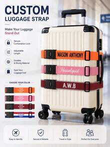 Personalized Luggage Strap With Name, Custom Text Adjustable Suitcase Strap, Bright Luggage Identifier, Reusable Travel Bag Belt For Men Women - Multicolor - View 4