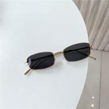 1pc Unisex Retro Gold Rim Small Square Frame Glasses, Suitable For Daily Wear - Multicolor - View 7