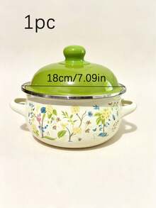 1 set peralatan masak enamel multifungsi ukuran 16-20cm, ringan dengan tutup kaca, termasuk panci sup, panci rebusan, dan wajan anti lengket, mudah dibersihkan, cocok untuk kompor gas dan induksi, tahan lama, set panci masak penting untuk dapur rumah dan restoran. - View 13