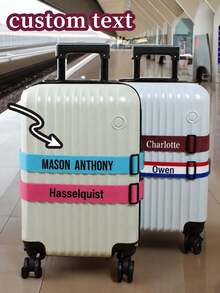 Personalized Luggage Strap With Name, Custom Text Adjustable Suitcase Strap, Bright Luggage Identifier, Reusable Travel Bag Belt For Men Women - Multicolor - View 5