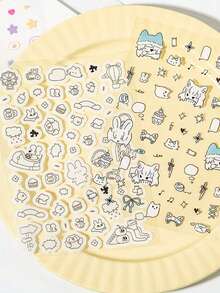 1pc Cartoon Pattern, Die-Cut Shaped Colorful Time Series Sticker Book, Cute Mini Patterns, Diverse Fantasy Designs, Multi-Function, First Day Of School - Multicolor - View 6