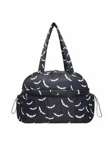 Fashionable And Bat Print Travel Bag, Versatile With Large Capacity And Multiple Pockets, Niche And Personalized Shoulder Crossbody Bag - Multicolor - View 6