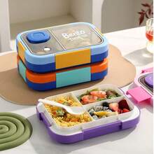 1pc Large Capacity Lunch Box, Student Bento Box, Work Meal Box, Travel Portable Food Container, Fruit & Vegetable Fresh-Keeping Box, With Utensils, Microwave , Dorm Snack Box, Back To School/Holiday/Birthday Gift - Multicolor - View 2