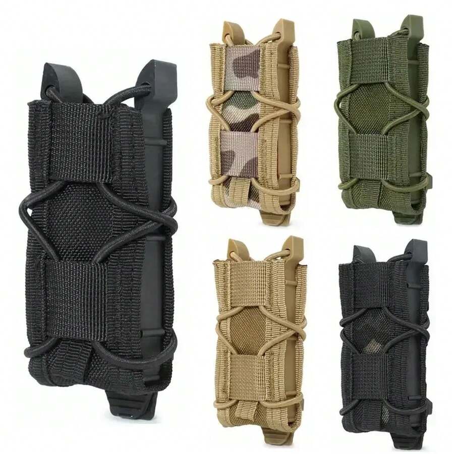 Fundaáctica para Cargador de Pistola de 9MM, Bolsa Individual para Cargador, Fundas Molle para Linterna, Soporte para Antorcha, Funda para Cuchillo de Caza, para Tiro y Airsoft TCS9 - Camuflaje negro - Ver 1