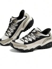 Skechers Men's ARCH FIT Arch Support Outdoor Low-Top Hiking Shoes Work Shoes Casual Sneakers - Black and White - View 3