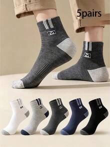 5/10 Pairs Men's Letter M Short Socks, Versatile Casual Socks - Multicolor - View 6