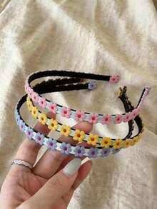3件/1件裝 女款粉黃藍刺繡花卉髮箍 時尚百搭高級簡約風簡單髮帶 適合日常穿著、通勤、派對、休閒、海灘、度假、洗臉、化妝、穿搭髮飾 - 彩色 - 查看 8