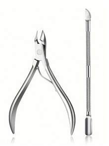 2pcs/1pc Set Professional Stainless Steel Nail Clippers And Manicure Scissors, Multi-Function Keratin Layer Pusher, For Nail Care And Manicure, Includes One Set Of Toenail Clippers, With Metal Nail Clippers And Dual-Head Pusher - Silver - View 12