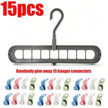 9-Hole Hanger Set With Hanger Connectors | Non-Slip Space-Saving Closet Organizer, Suitable For Shirts, Pants, Etc., Multi-Functional Storage Rack, Suitable For Home Or Dorm Use, Clothing Organization, Plastic Material - Multicolor - View 11