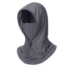1pc Ice Silk Hooded Sun Protection Face Mask, Breathable Neck Guard Head Cover For Men And Women, Adjustable Drawstring, Cycling Outdoor Sun Protection Hat Cover, 4 Colors Available - Multicolor - View 6