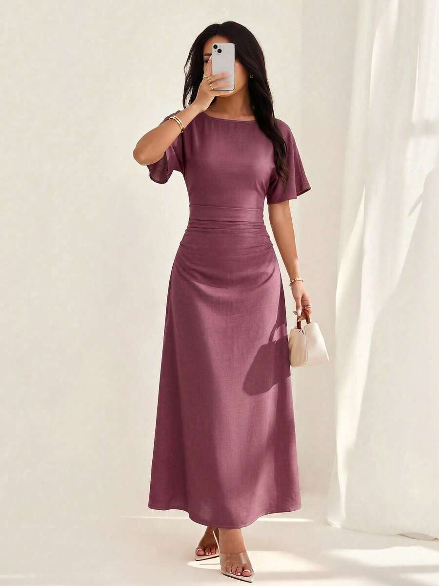 Women Long Dresses - 玫紅色 - 查看 1