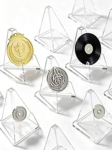 20pcs Acrylic Card Display Stands, Transparent Card Holders, Mini Card Holders, Suitable For Sports Cards, Trading Cards, Graded Cards, Transparent Plastic Card Clips, Paper Mini Bases, Suitable For Table Numbers, Commercial Price Tags, Menu Labels, Party And Wedding Guests - Stand - View 2