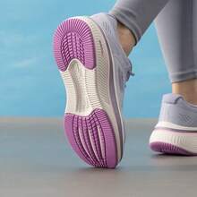 Skechers Women's ELEVATE Thick-Soled Cushioned Lightweight Casual Running Shoes - Gray Purple - View 3