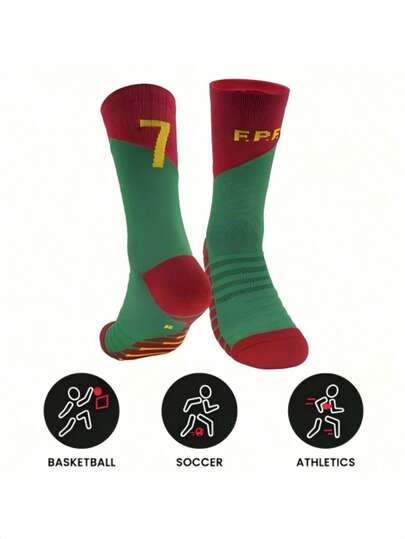 Calcetines de entrenamiento de fútbol con número, calcetines deportivos de media pantorrilla con suela de toalla gruesa, para ciclismo, running, fútbol y baloncesto, transpirables y antideslizantes
