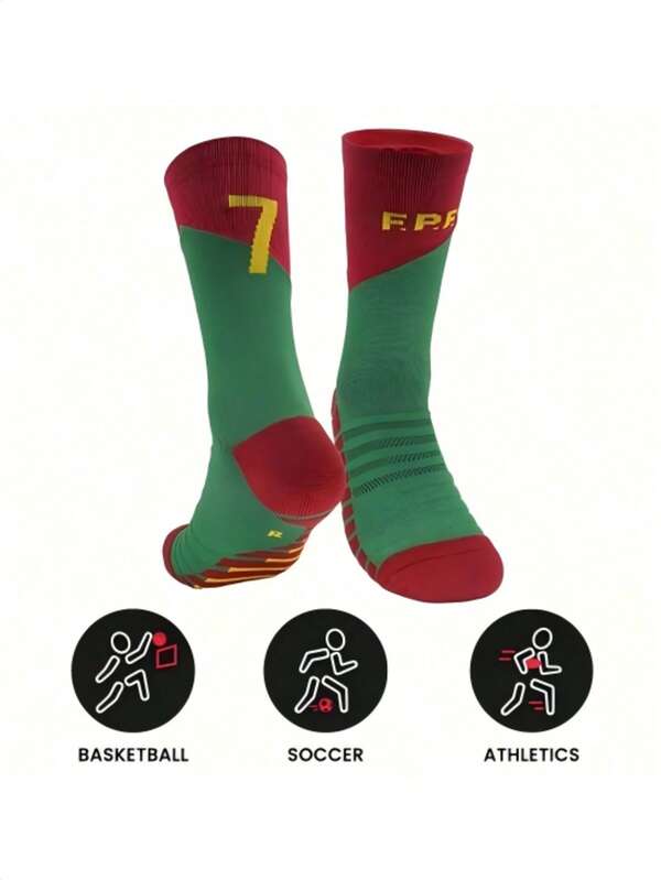 Football Training Match Socks Number Sports Socks Mid-Calf Thickened Towel Bottom Cycling Running Football Basketball Socks Thickened Towel Bottom Breathable Non-Slip