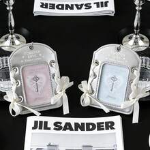 Cute Bow Photo Card Holder, Silver PU Leather Photo Card Protective Case, Cute Ribbon Idol Card Protective Case Keychain - A - View 3