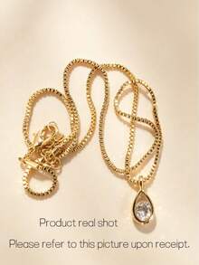 1pc Fashionable Water Drop Pendant Necklace Suitable For Women's Daily Wear - Gold - View 7