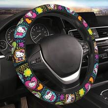 SANRIO 1Pc Hello Kitty Steering Wheel Cover Thickened Neoprene Universal, Car Additions For Cars SUV Etc, Hello Kitty Design Car Interior Additions, Add Brightness To Car Interior, Great Gift For Family And Friends - A - View 3
