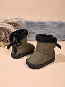 Infant Fashion New Snow Boots With Bow Decoration - Coffee Brown - View 5