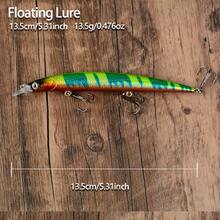 6pcs Floating Minnow Lures, With 3 Hooks, With Rattles, Artificial Bait, Surface Lure, Suitable For Bass And Pike - Multicolor - View 2