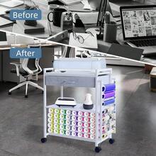 Garvee Rolling Craft Storage Cart,Scrapbooking & Sewing Organizer Trolley, MDF & Iron, Locking Caster Wheels, Space-Saving Craft Room Storage - White - View 5