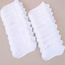 1/5/10/20/30 Pairs Women's White Boat Socks, Thin Breathable Summer Low-Cut Non-Slip No-Heel Invisible Socks - White - View 5