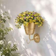 1pc Wall Hanging Flower Pot With Hook, Artificial Flower Wall Decor, Dried Flower Storage Rack, Wreath Wall Mount Bracket, Suitable For Dried Flowers And Artificial Flowers, Wall Entryway Porch Housewarming Christmas Gift - Wall-mounted Planter - View 2