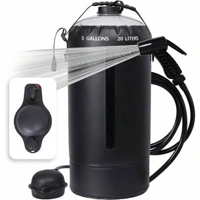 Bolsa de ducha portátil solar de Aircity con bomba de pie y diseño mejorado a prueba de fugas - 20L/5 galones de ducha al aire libre para playa, senderismo, viajes | Liviana, entrada de agua grande