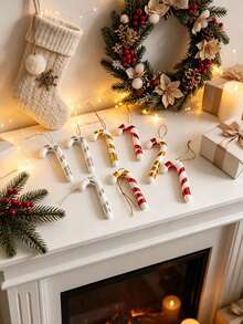3pcs Christmas Twisted Candy Cane Hanging Ornaments, Multicolor Christmas Tree Decorations, Home Christmas Party Decor - A - View 6