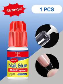 COLOURSMILE Super Strong Nail Glue, 1/2/3pcs/Set 5ml/Bottle, Quick Dry Waterproof Long Lasting, Suitable For Artificial Nails, Essential Item - Clear - View 2