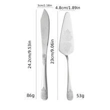 1/2pcs Vintage Embossed Silver Stainless Steel Cake Knife And Cake Tray Set, Includes 24.2cm Cake Mold And 23cm Pie Server, Thickened Rust-Resistant Dishwasher- Triangular Cake Slicer And Serving Utensils, Suitable For Weddings, Birthdays, Anniversaries, Parties And Dessert Baking - Silver - View 2