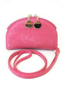2026 New Halter Wallet Multi-Function Tri-Fold Short Detachable Handheld Wallet Fashion Patchwork Compact Cute Metal Hardware Zipper Coin Purse - Hot Pink - View 7