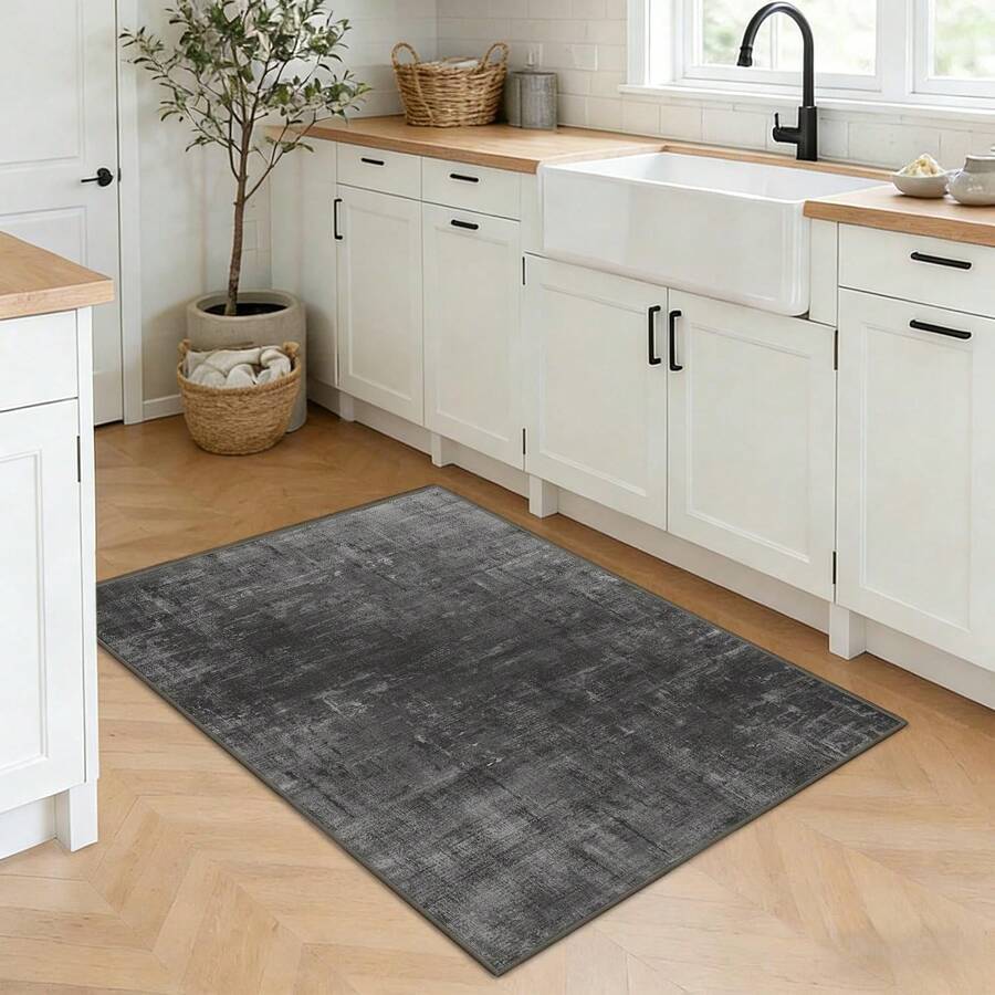 Latte&Fog Alfombras de 153 x 215 cm para Sala de Estar y Dormitorio,Moderna Abstracta Lavable, de Pelo bajo Antideslizante Estilo Boho para Sala de Estar, Oficina, Dormitorio(Negro 5x7ft) - Camel - Ver 1