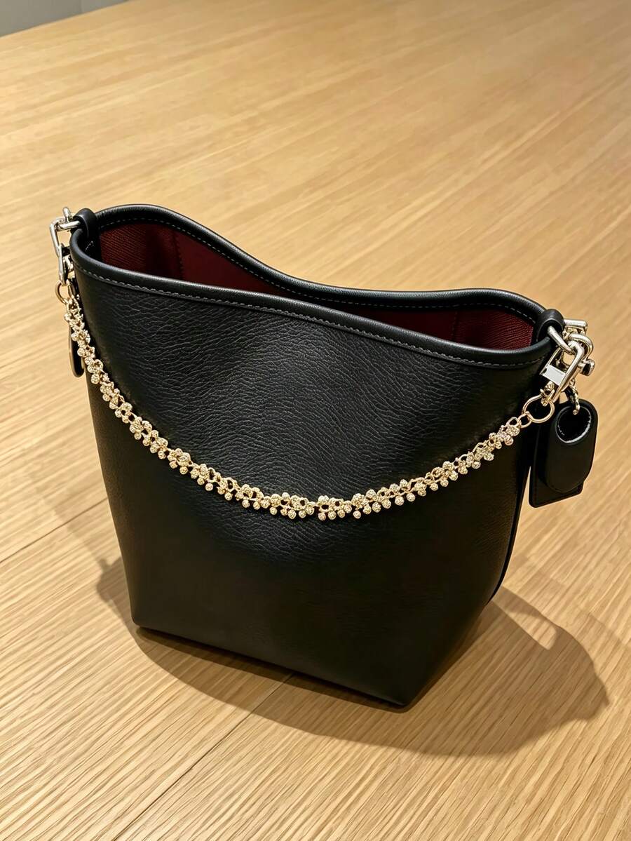 1PC Minimalist Rice Bead Detachable Bag Chain, Universal Extension Decor Chain For Handbags, Crossbody Bags Daily Decoration - Gold - View 1