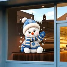 Christmas Gift, Christmas Static Window Sticker, Christmas Snowman Glass Decal, Suitable For Home Windows, Bedroom, Dining Room, Office And Other Holiday Party Supplies Decoration, Atmosphere Scene Arrangement Door Sticker, One Piece Static Window Flower, Easy To Operate, Beautiful Sticker - Christmas Snowman - View 4