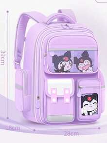 Sanrio My Melody Kuromi 卡通後背包，多隔層設計，人體工學背部支撐，透氣網布肩帶，學生日常使用後背包 - 彩色 - 查看 3