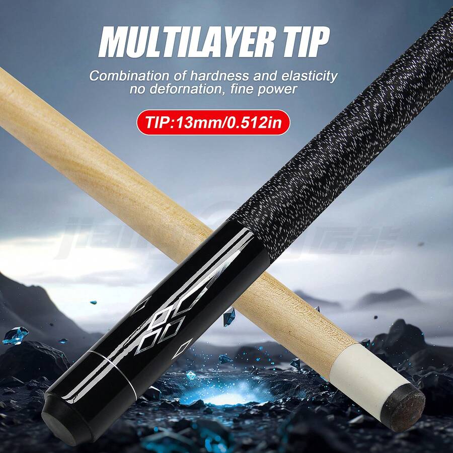Maple Wood Billiard Pool Stick 1/2 Joint Design 57.56" 13mm Leather Tip 20~21OZ Detachable Pool Cue For Home Club Indoor Billiards - Black - View 1