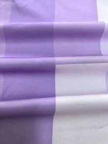 Vintage Casual Geometric Color Block Print Women's Plus Size Long Sleeve Button-Up Shirt - Mauve Purple - View 5
