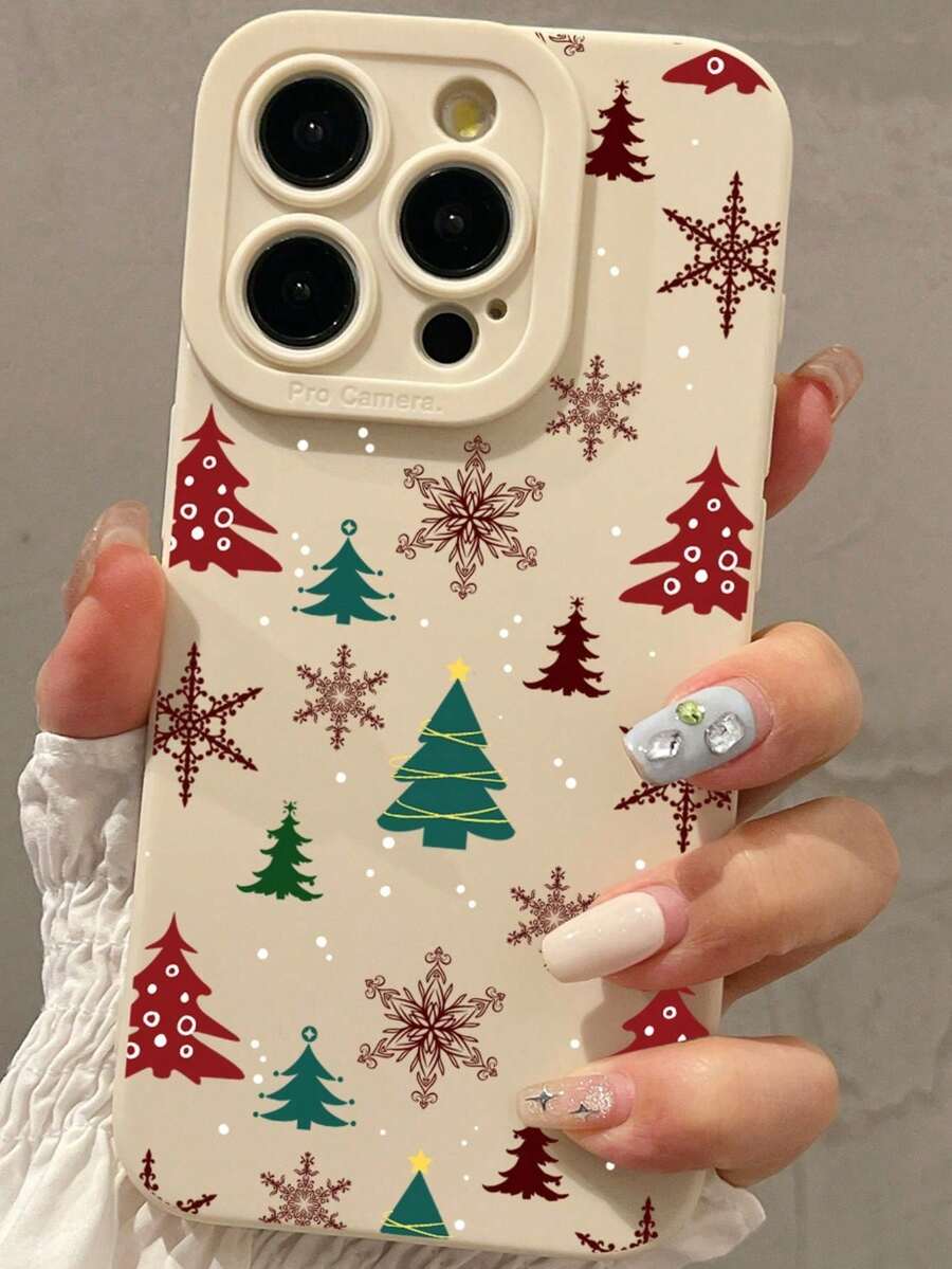 1PC Colorful Christmas Tree Pattern Anti-Drop Phone Case Compatible With IPhone 15/15 Pro Max/14/13/12/11/7/8/XS/11 Pro - 白色 - 查看 1