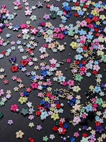 4000件 Y2K 風格藝術裝飾套組，28格 3D 樹脂花朵、金銀色魚鱗珠，低過敏性、無香料，DIY 修飾設計裝飾吊飾亮面套組 - 套裝 - 查看 9
