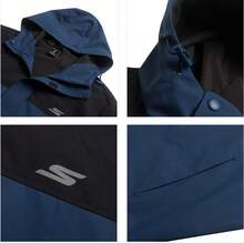 Skechers Men's Color-Block Hooded Outdoor Windbreaker Jacket - Navy Blue - View 5