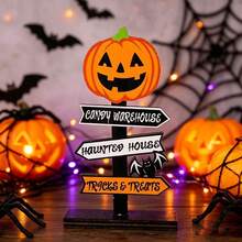 Cartoon Ghost Pumpkin 3D Wooden Desktop Decoration, Suitable For Halloween Home Decor Items. - Multiple Styles - View 4