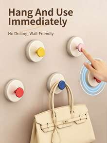 2 Pcs Dopamine Rotating Suction Cup Hook, Strong Movable Wall-Mounted Storage Hook For Bathroom Kitchen Entryway Bedroom Towel Organizer Adhesive Hook Reusable Stainless Steel Hardware Accessories - Multicolor - View 5